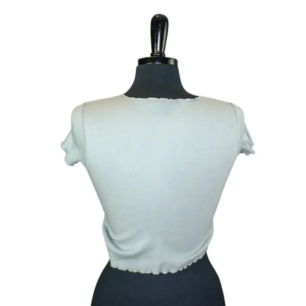 Brandy Melville Crop Top Sage Green Pistachio Stretch Y2K Grunge 90s